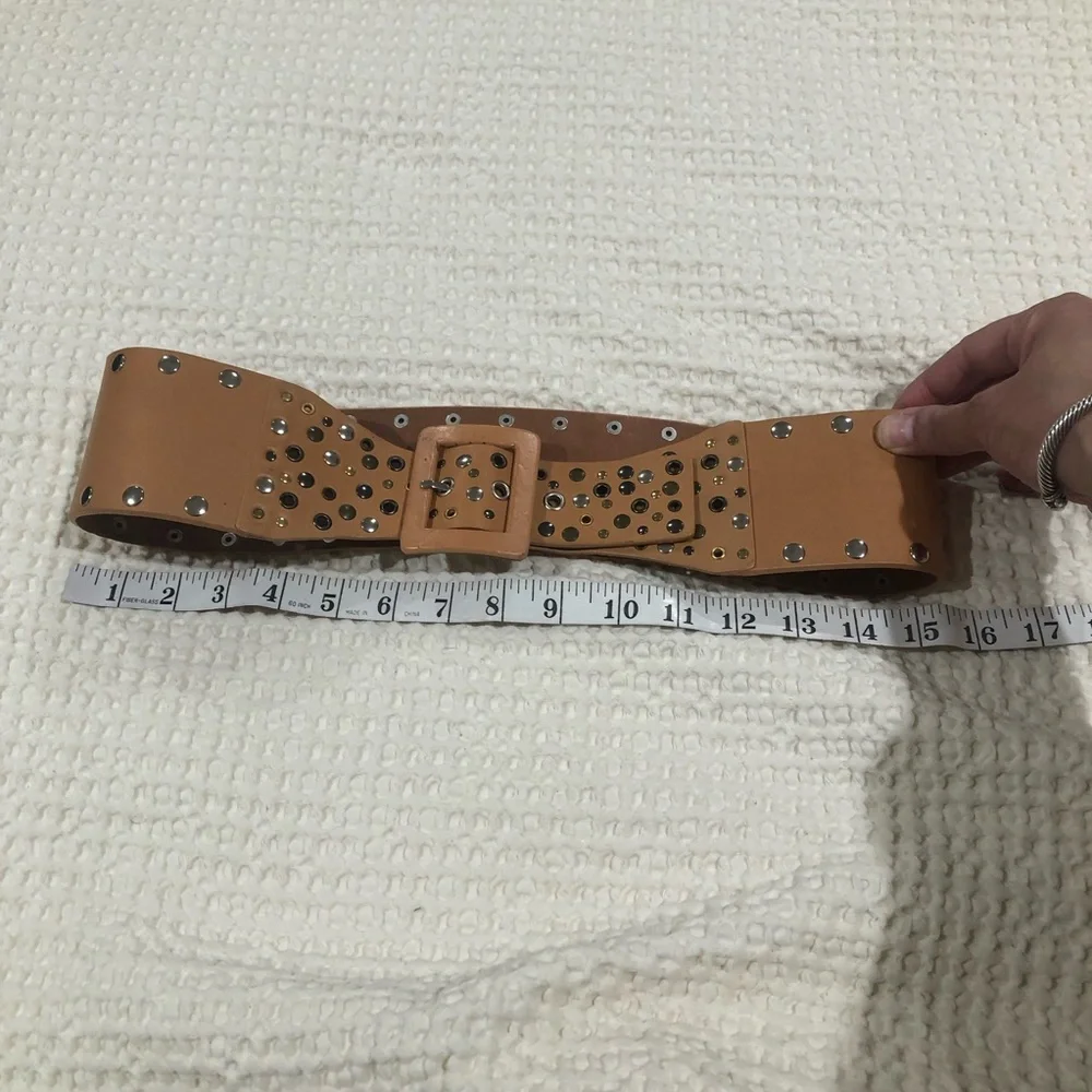 Calvin Klein Tan Leather Studded Belt Sz.‎ M